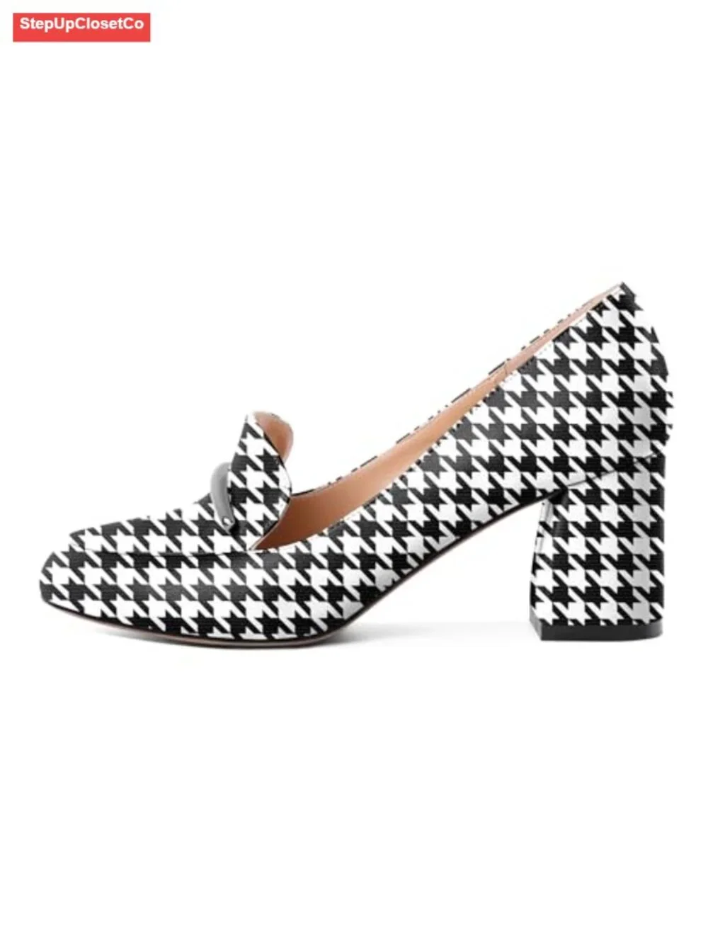 Heeled Loafers for Women Block Chunky Heels Round Toe Pumps Work Shoes 2.5 Inch